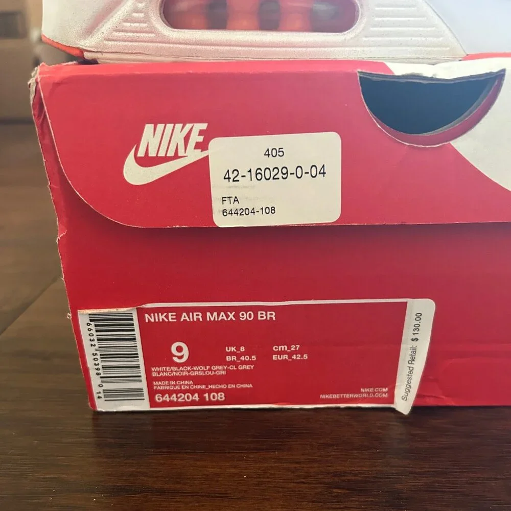 Nike Air Max 90 BR Breathe mens size 9 wolf grey and orange 644204-108 w/ box - Picture 6 of 11
